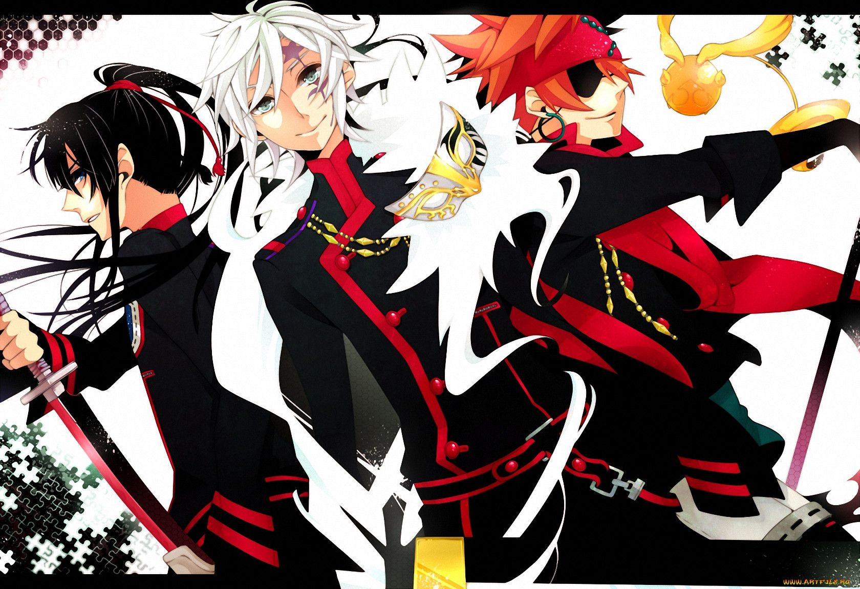 , gray, man, allen, walker, kanda, yuu, lavi